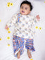 Kid One Pure Cotton Blossom Kurta Pyjama Set For Boys Blue