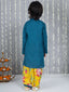 KID1 Flower Embroidered Kurta With Dhoti Set Blue