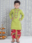 KID1 Flower Embroidered Kurta With Dhoti Set Green