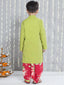 KID1 Flower Embroidered Kurta With Dhoti Set Green