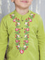 KID1 Flower Embroidered Kurta With Dhoti Set Green