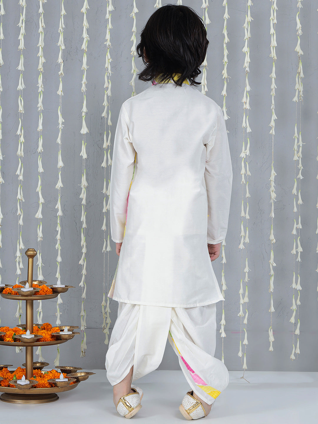 KID1 Attached Jacket Kurta Dhoti White