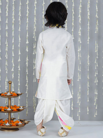 KID1 Attached Jacket Kurta Dhoti White