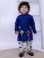 Kid One Kite Embroidered Kurta with Printed Dhoti Set Blue