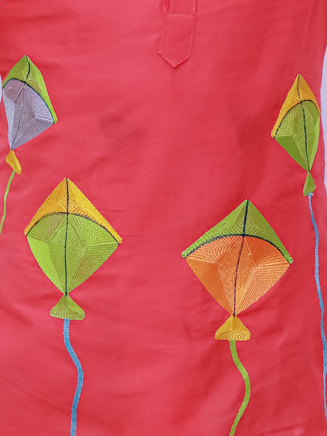 Kid One Kite Embroidered Kurta with Printed Dhoti Set Red