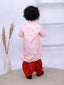 Kid One Printed Kurta with Dhoti Set Pink