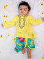 Kid One Infants Cotton Floral Embroidered Kurta With Dhoti Set For Boys Yellow