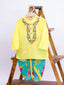 Kid One Infants Cotton Floral Embroidered Kurta With Dhoti Set For Boys Yellow