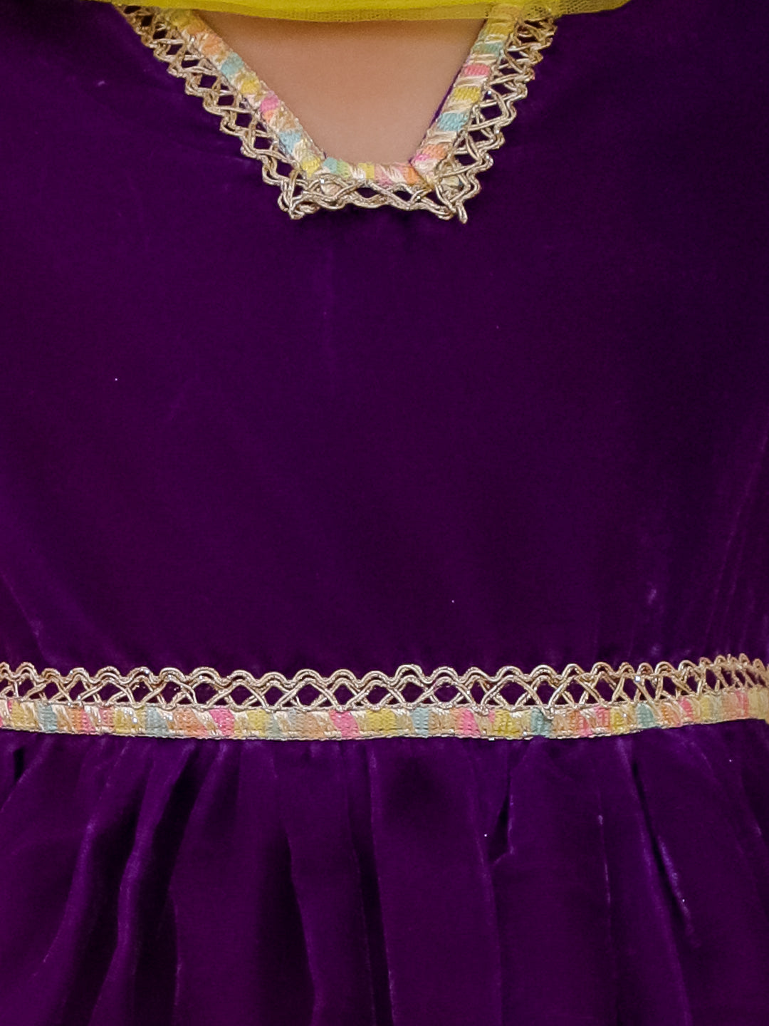 Kid One Veena Velvet Peplum Set Purple