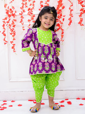 KID1 Krisha Peplum Dhoti Set Purple