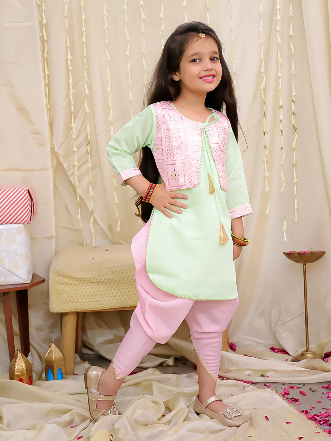 KID1 Kaanchi Kurti Dhoti Set Pink
