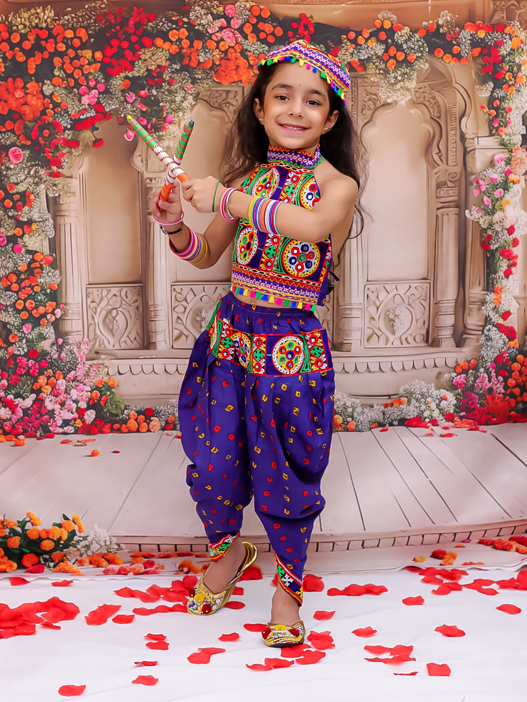 KID1 Dandia Nights Dhoti Set With Cap Blue