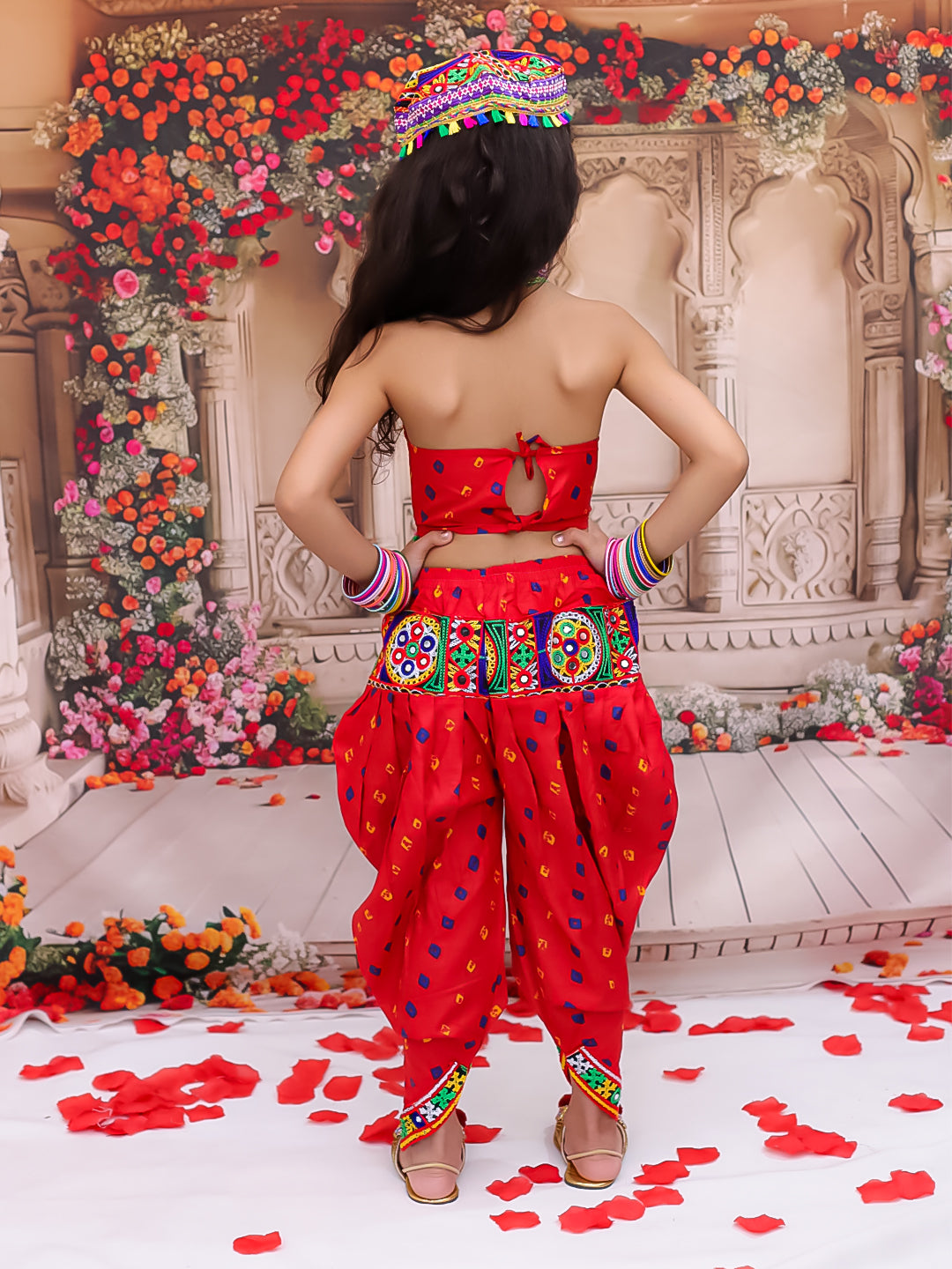 KID1 Dandia Nights Dhoti Set With Cap Red