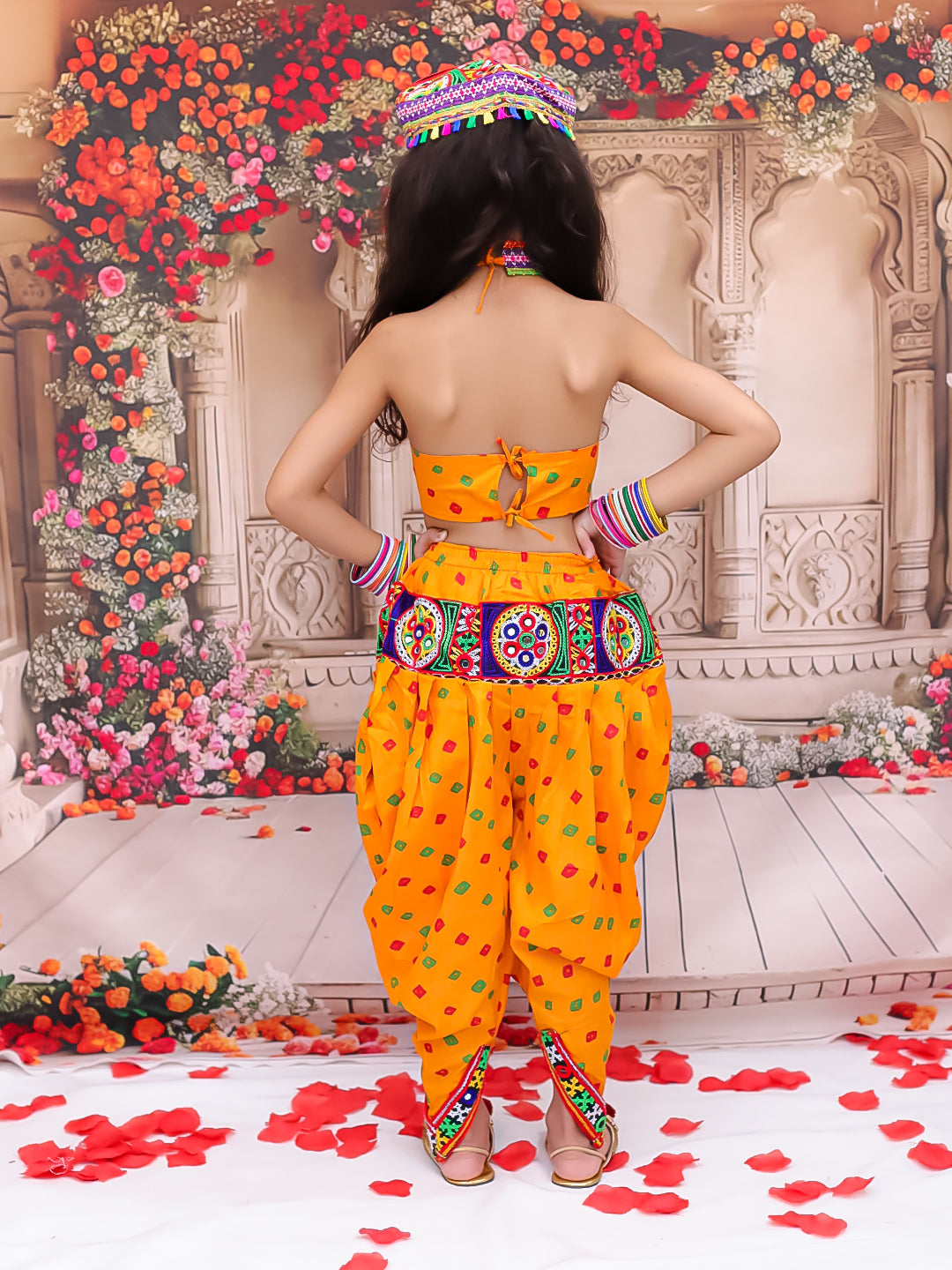 KID1 Dandia Nights Dhoti Set With Cap Yellow