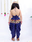 Kid One Navratri Printed Cotton Top Dhoti With Cap Set For Girls Blue