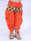 Kid One Navratri Printed Cotton Top Dhoti With Cap Set For Girls Orange