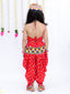 Kid One Navratri Printed Cotton Top Dhoti With Cap Set For Girls Red