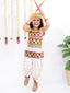 Kid One Navratri Printed Cotton Top Dhoti With Cap Set For Girls White