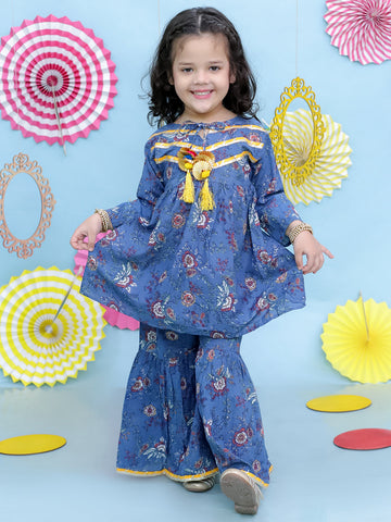 KID1 Zui Kurti Sharara Set Blue