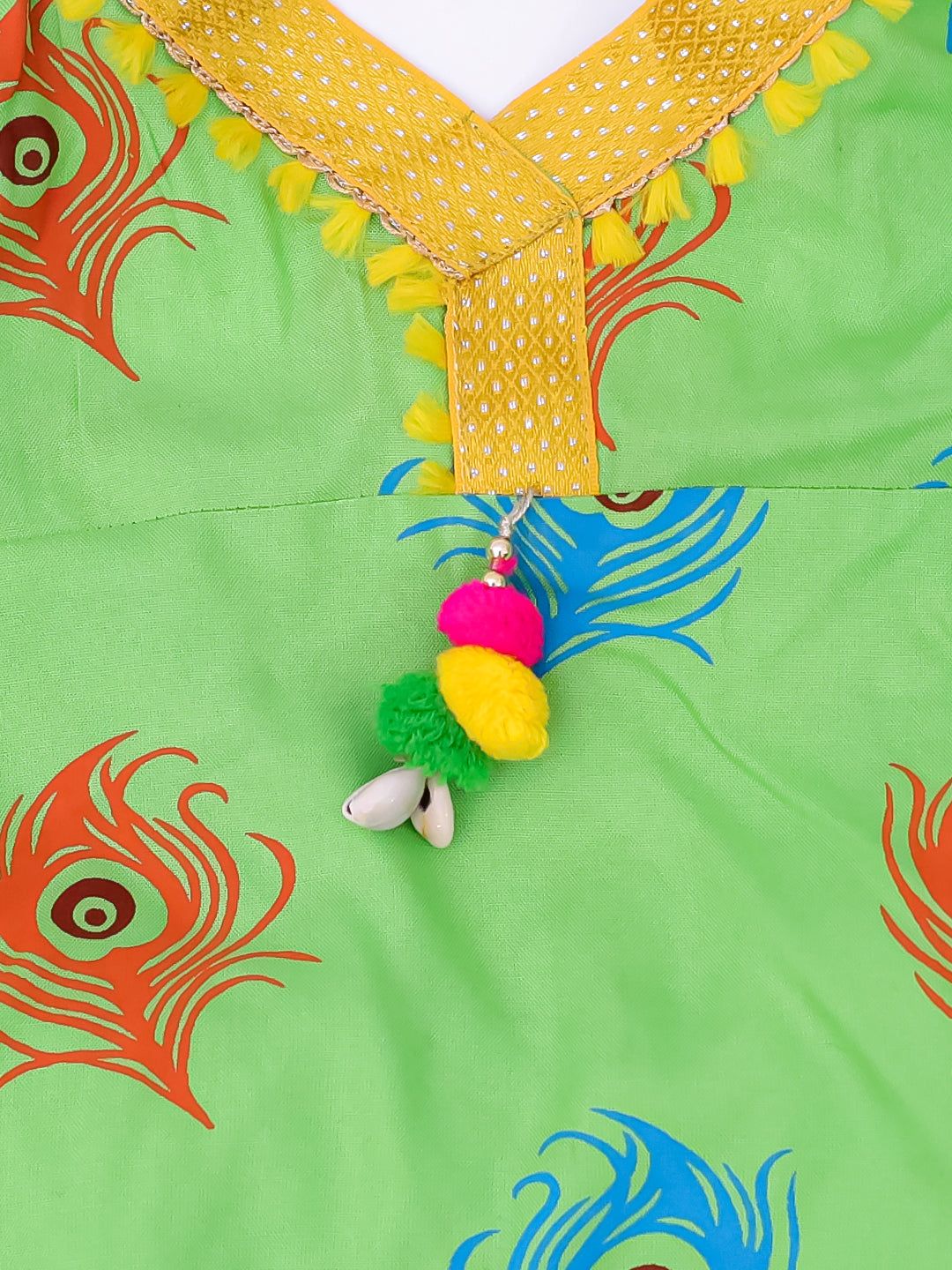 KID1 Mor Pankhh Halter Neck Kurti Dhoti Green