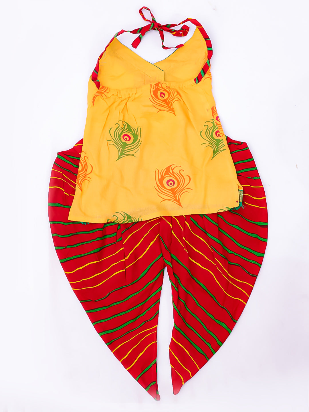 KID1 Mor Pankhh Halter Neck Kurti Dhoti Yellow