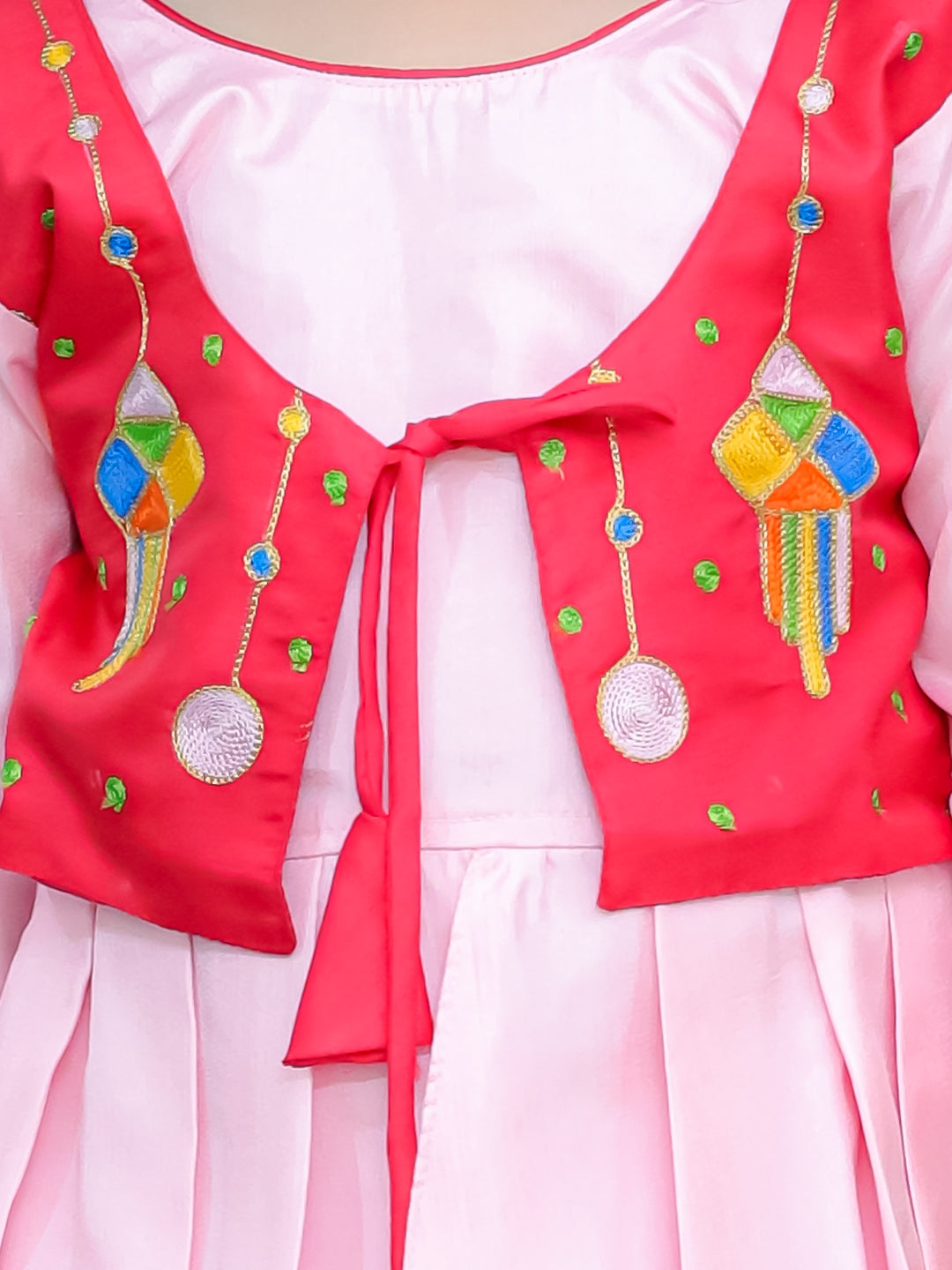 KID1 Utsavv Embroidered High Low Peplum Top With Dhoti Red