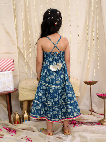 KID1 Jungle Jam Long Dress Blue