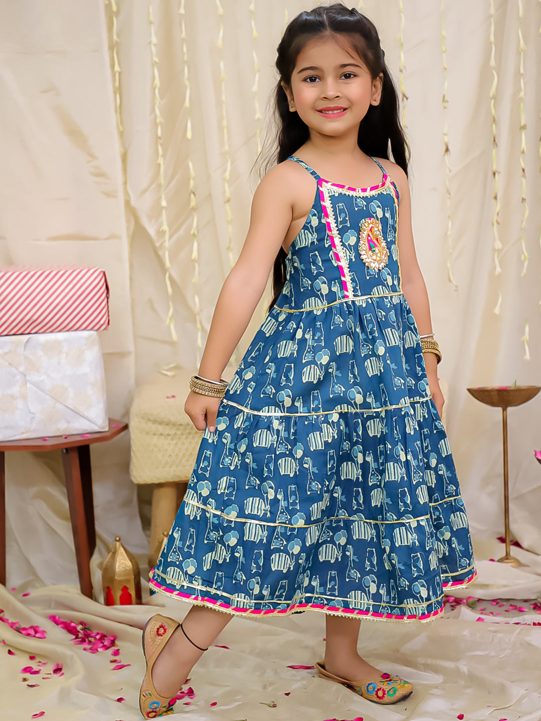 KID1 Jungle Jam Long Dress Blue
