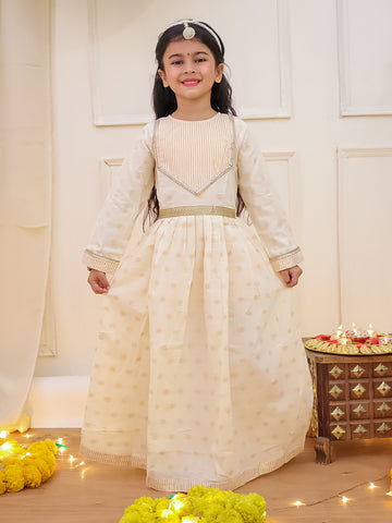 Kid One Lakshmi Anarkali Gown Set Offwhite