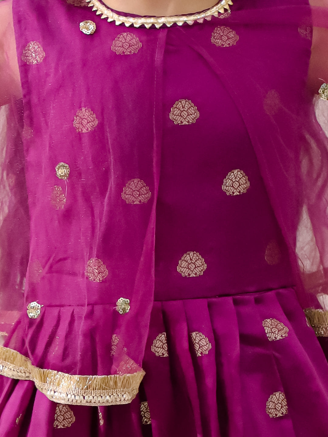 KID1 Sequins Cape Gown Pattu Purple