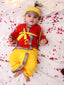KID1 Mor Pankhh Kanha Angrakha Dhoti Set Red