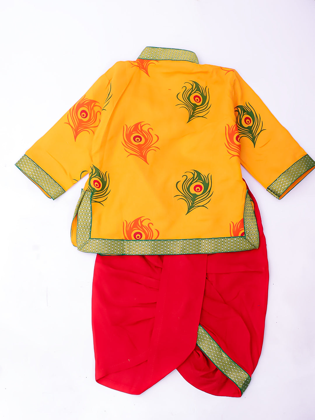 KID1 Mor Pankhh Kanha Angrakha Dhoti Set Yellow