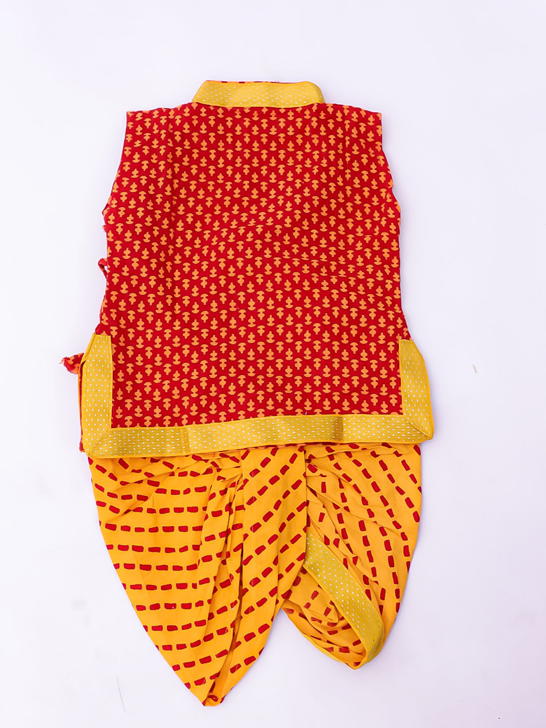 KID1 Traditional Printed Krishnaa Set Red