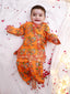 KID1 Printed Angharakha Kurta Dhoti Orange