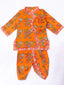 KID1 Printed Angharakha Kurta Dhoti Orange