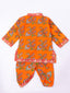 KID1 Printed Angharakha Kurta Dhoti Orange
