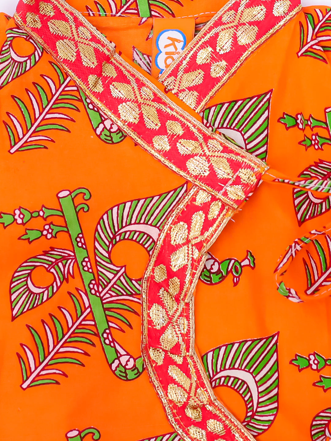 KID1 Printed Angharakha Kurta Dhoti Orange