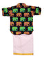 Kid One Elephant Print Kurta With Lungi Navy