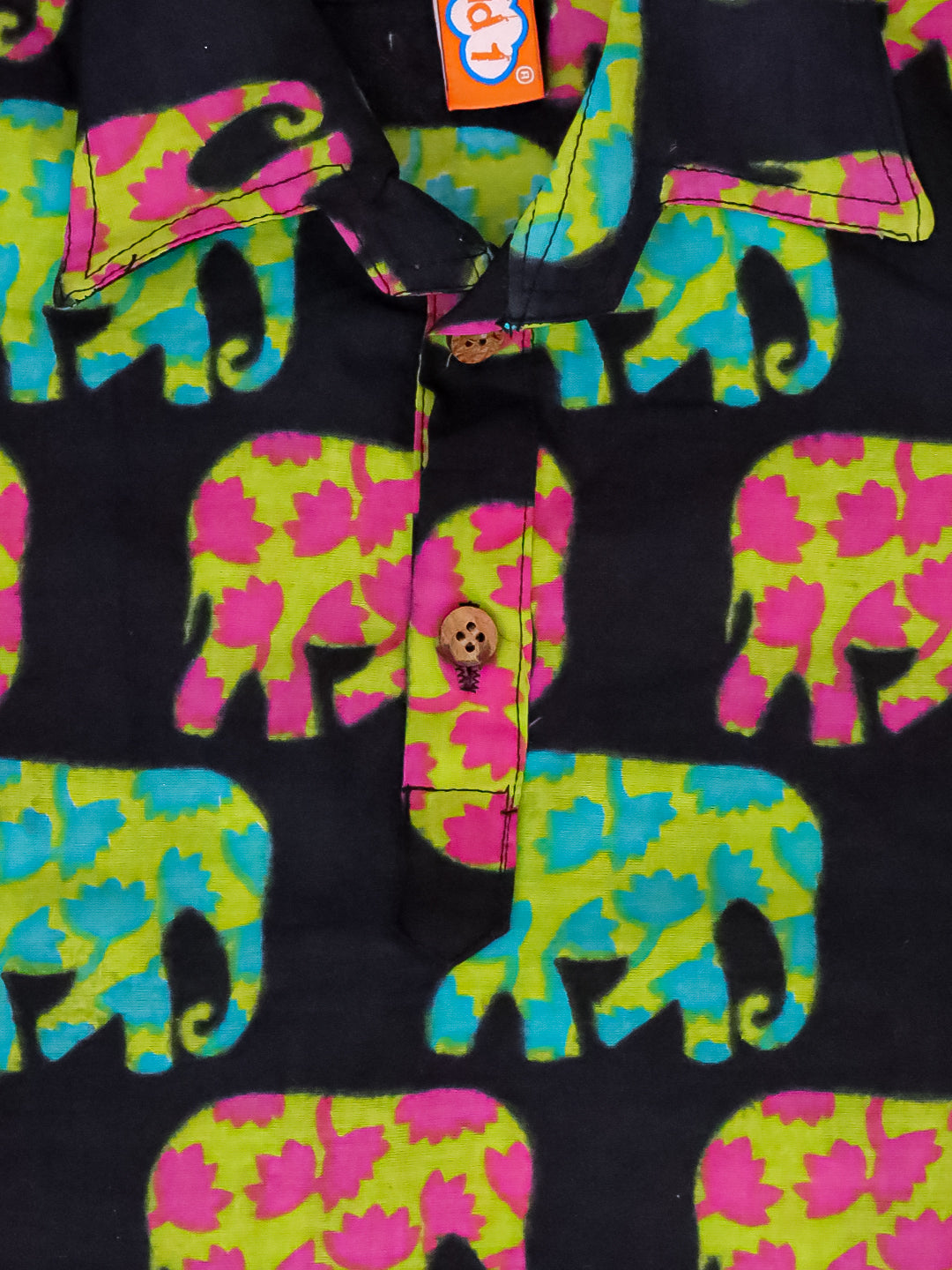 Kid One Elephant Print Kurta With Lungi Navy