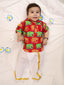 Kid One Elephant Print Kurta With Lungi Red