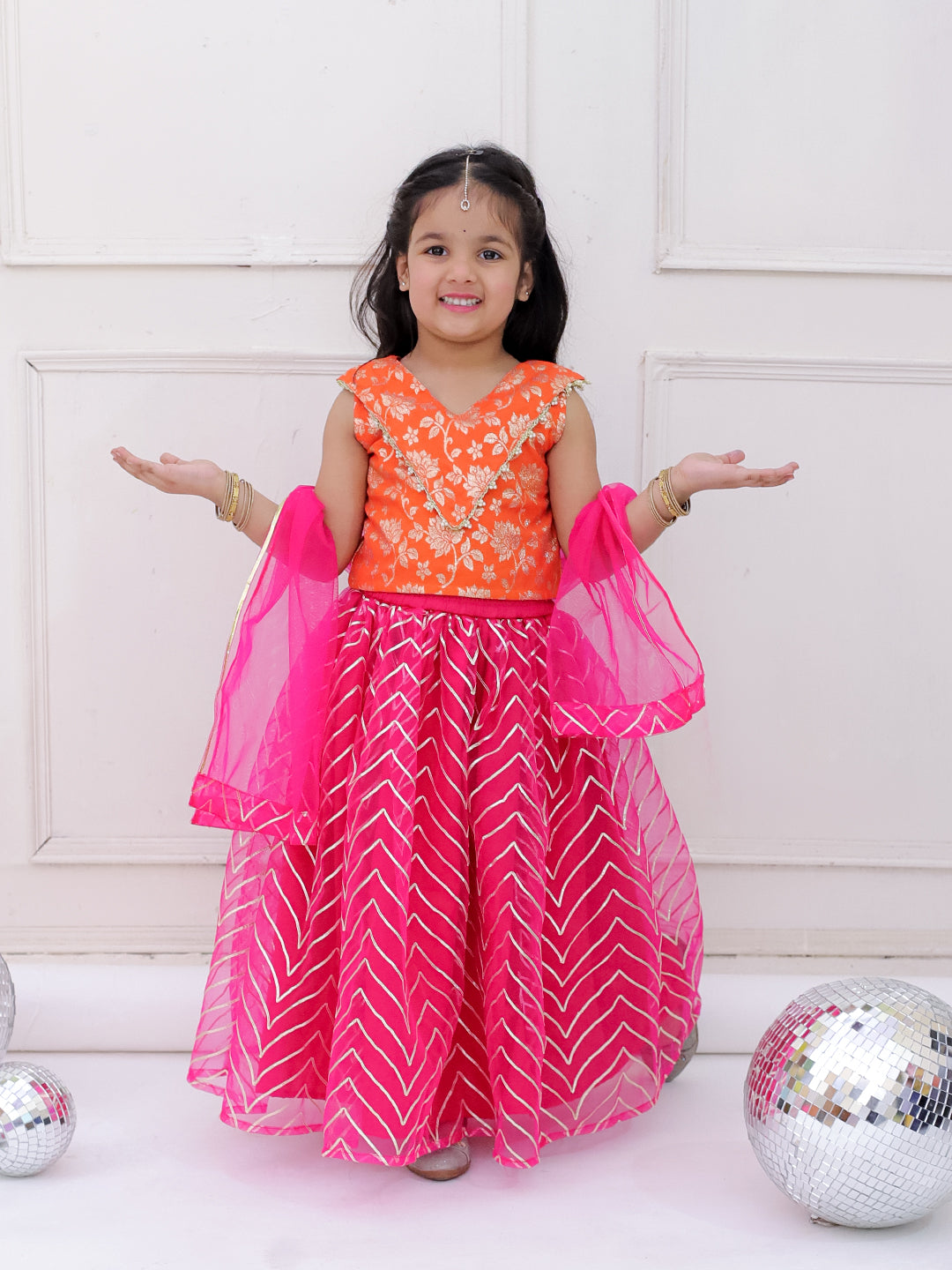 KID1 Miss Glam Lehenga Set Orange
