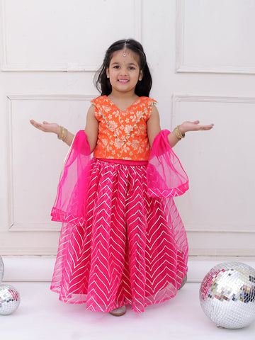KID1 Miss Glam Lehenga Set Orange