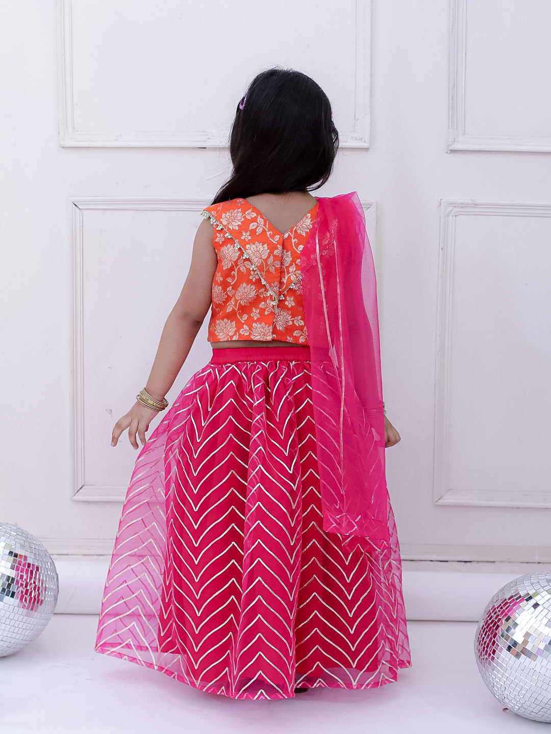 KID1 Miss Glam Lehenga Set Orange