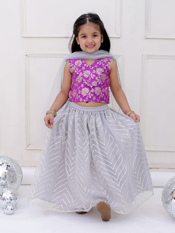 KID1 Miss Glam Lehenga Set Purple
