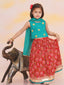 KID1 Leela Choli with Printed Lehenga & Crushed Dupatta For Girls With Morpankh Embroidered Dhoti Set For Boys - Green