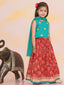 KID1 Leela Choli with Printed Lehenga & Crushed Dupatta Green
