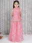 KID1 Noor Embroidery Backless Choli With Lehenga And Dupatta Pink
