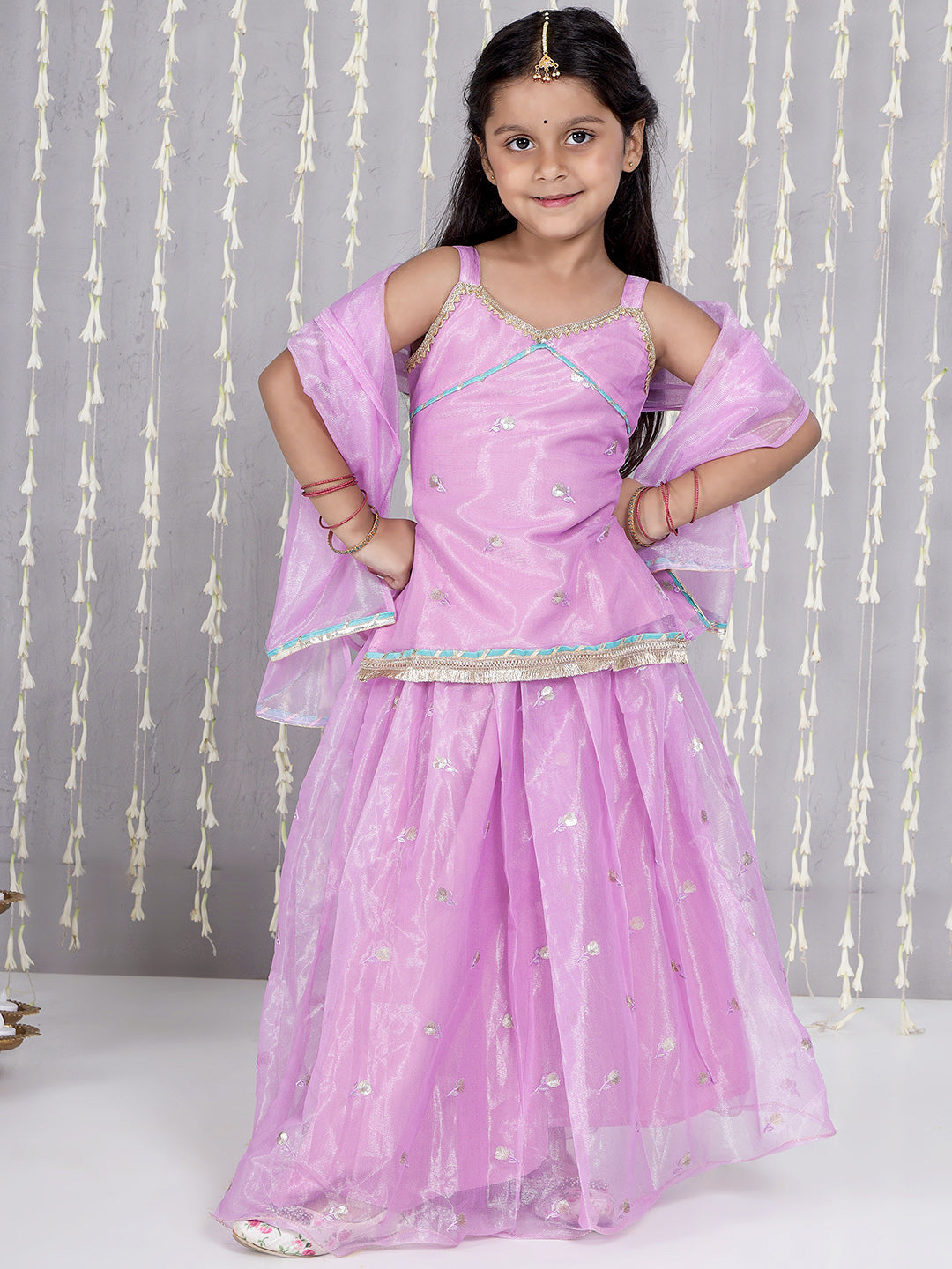 KID1 Noor Embroidery Backless Choli With Lehenga And Dupatta Purple