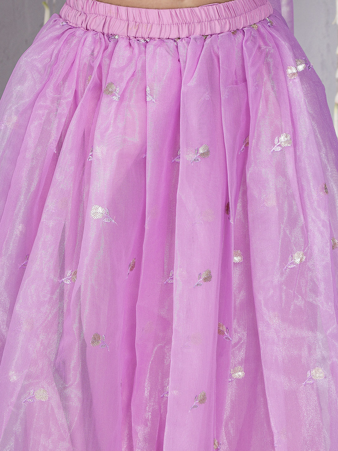 KID1 Noor Embroidery Backless Choli With Lehenga And Dupatta Purple