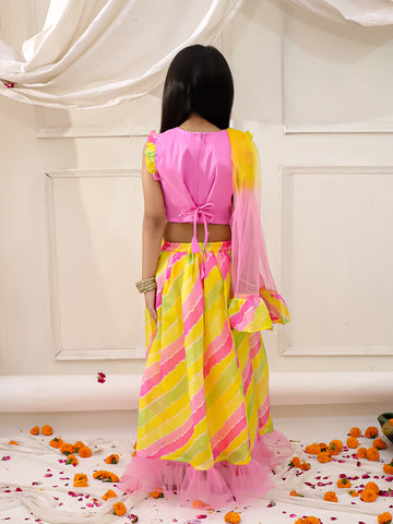 KID1 Unicorn Lehenga Choli with Dupatta Pink